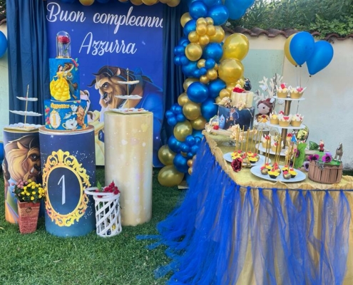 Festa a tema Bella e la Bestia- angolo sweeet table